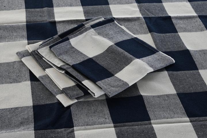 Produktbild DKD Home Decor Tischdecke und Servietten 150 x 150 x 0,5 cm Blau Weiss