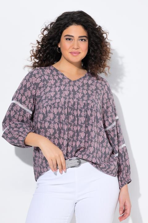 Produktbild Ulla Popken Bluse, Kaktus, A-Linie, 3/4-Arm, Spitze (54)