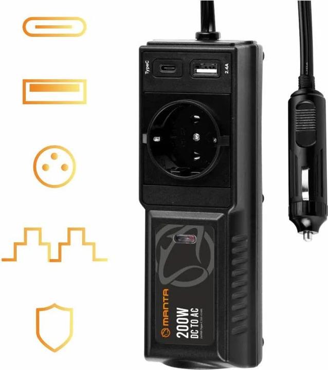 Image du produit Manta MPI200C Inverseur de puissance 200W DC vers AC