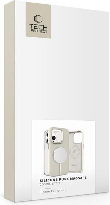 Actual product image Tech-Protect Silicone PU Case MagSafe for iPhone 15 Pro Max - Beige (Apple iPhone 15 Pro Max)