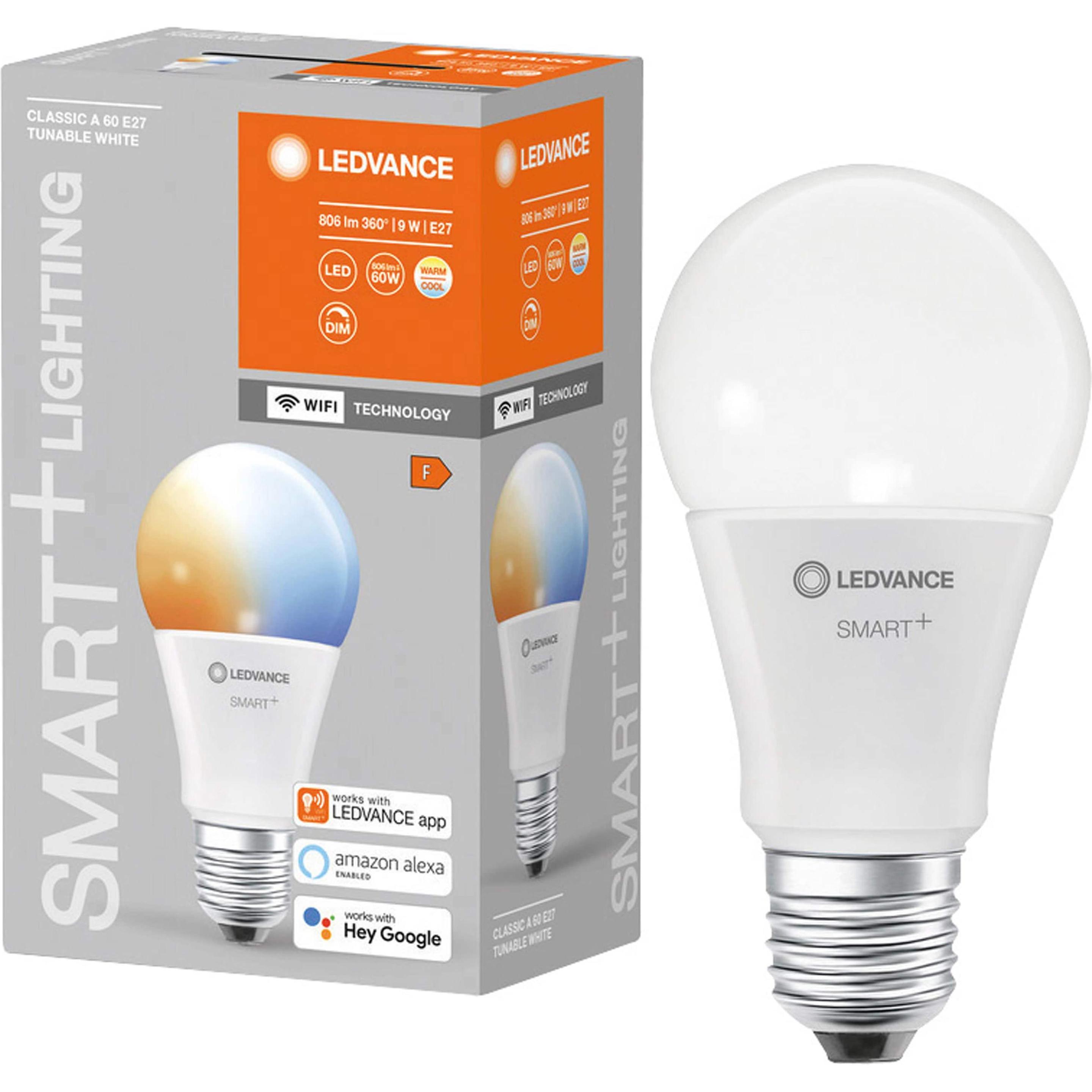 Thumbnail - Ledvance, Leuchtmittel, Smart+ Wifi Classic (E27, 9 W, 806 lm, 1 x, F)