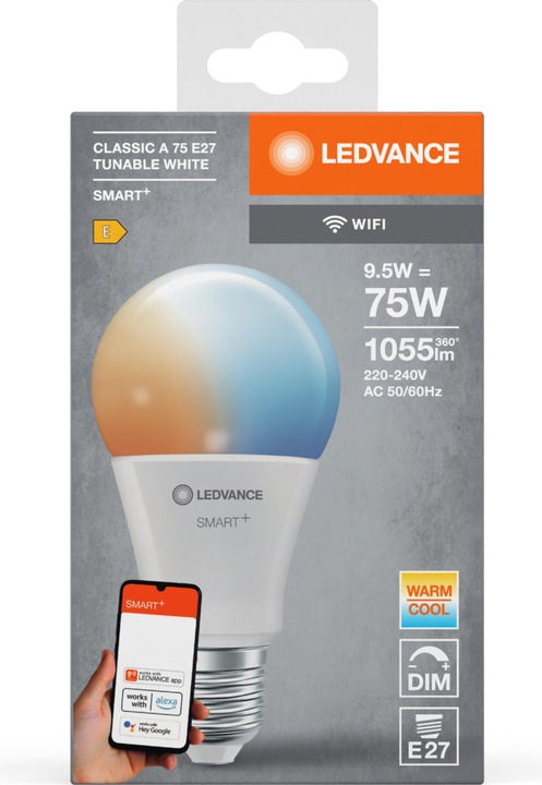 Actual product image Ledvance Smart+ Wifi Classic (E27, 9.50 W, 1055 lm, 1 x, E)