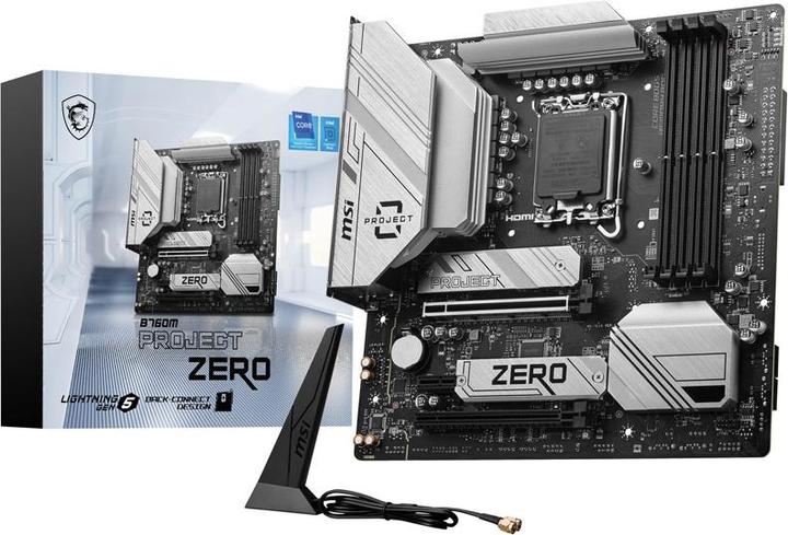 Immagine prodotto MSI B760M PROJECT ZERO (B760,S1700,mATX,DDR5) (LGA 1700, Intel B760, mATX)
