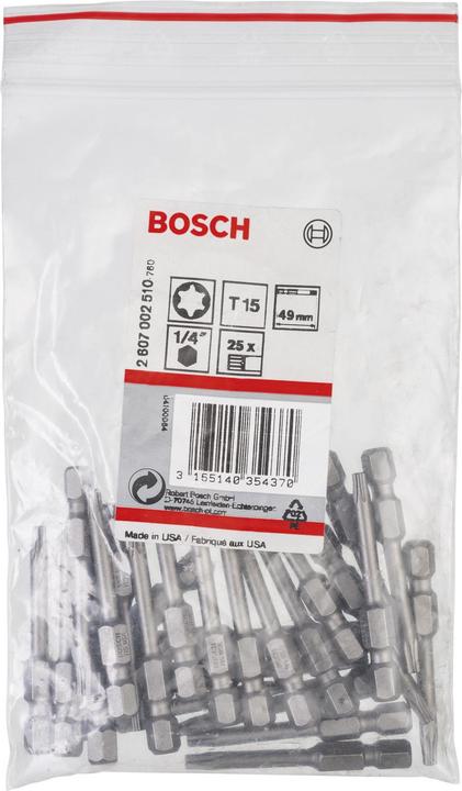 Produktbild Bosch Professional Zubehör Schrauberbit Extra-Hart T15, 49 mm, 25er-Pack (T15)