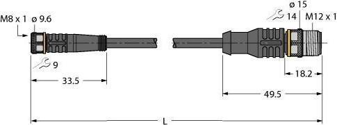 Actual product image Turck Actuator and sensor cable PUR connecting cable PKG3M-6-RSC4T/TXL (6 m)