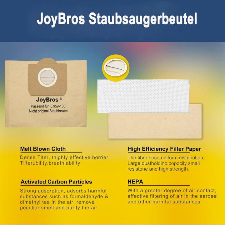 Actual product image JoyBros Staubbeutel-Set für Kärcher WD3 (15 Stück)