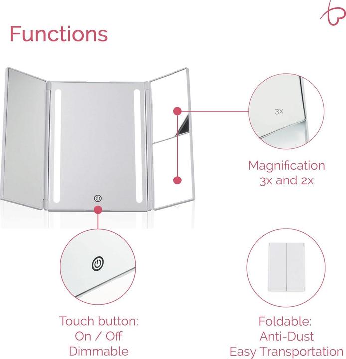 Image du produit Pauleen Miroir cosmétique Chic Glamour Mirror White
