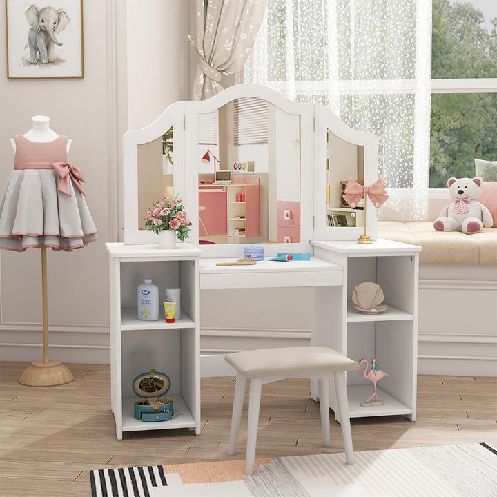 Actual product image Vicco make-up table for children Estella, White, 105 x 118 cm With mirror (41 x 105 x 118 cm)
