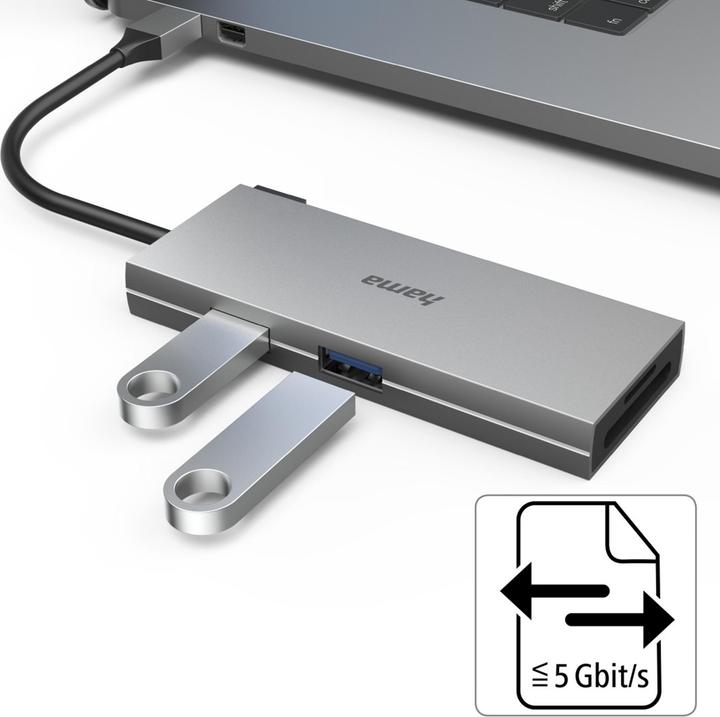 Actual product image Hama USB-C-Multiport Adapter (USB-C, 6 Ports)