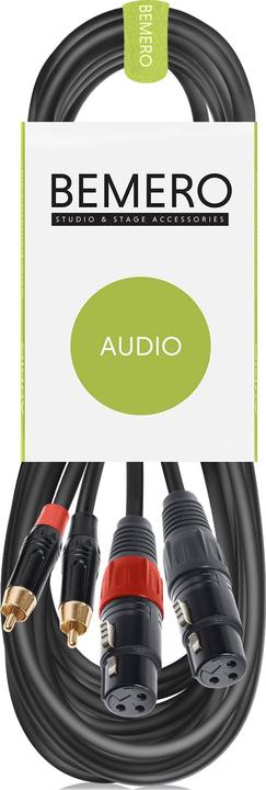 Actual product image Bemero BAC2544-600BK twin cable 2x RCA male - 2x XLRf 6m black (6 m, Cinch Cables, XLR Cables)