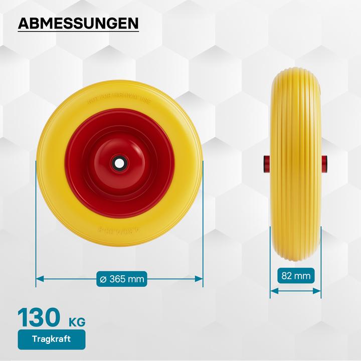 Actual product image Wiltec Puncture Proof Wheel PU for Wheelbarrow, complete, Size 3,50-8