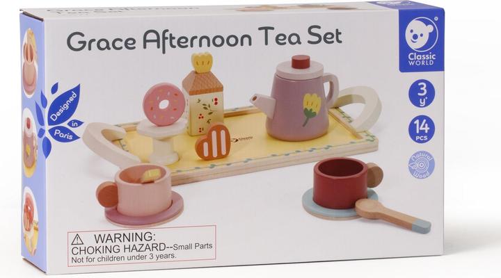 Classic World Set da tè Grace in legno con vassoio, 14 pezzi.
