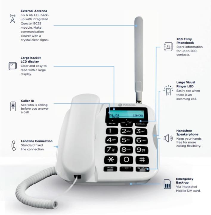 Image du produit Motorola Bürotelefon mit SIM-Karte, Notfall-Backup, 8h Akku, grosse Tasten