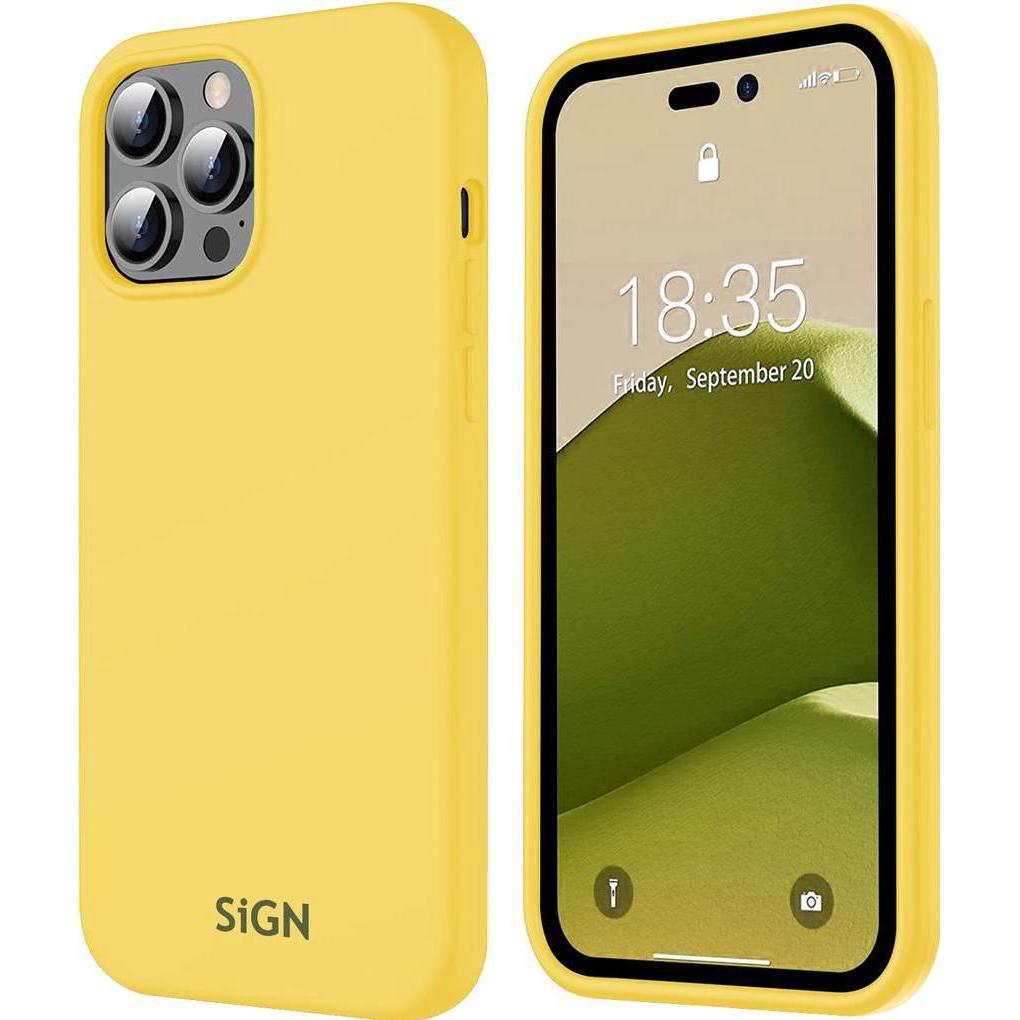 SIGN Liquid Silicone Case for iPhone 14 Pro Max - Yellow (Apple iPhone 14 Pro Max), Smartphone Hülle, Gelb
