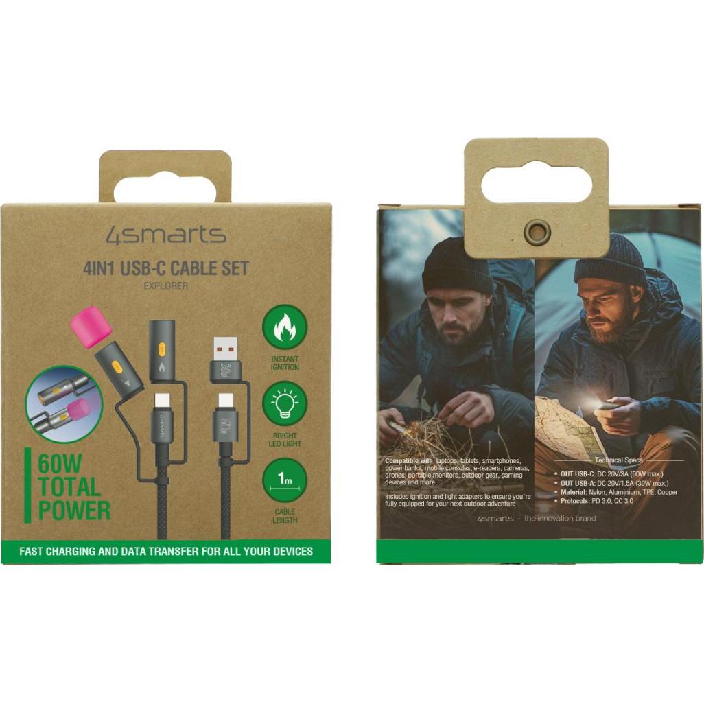 Thumbnail - 4smarts 4in1 USB-C Kabelset Explorer (1 m, USB 2.0), USB Kabel