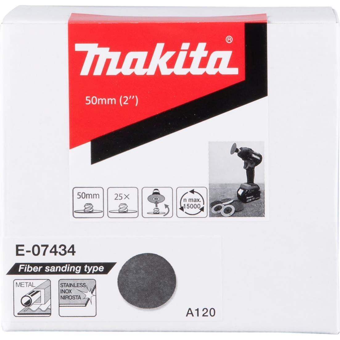 Thumbnail - Makita, Schleifmittel, E-07434 Fibro grinding wheel 50mm, A120, 25pcs / set. (A120)
