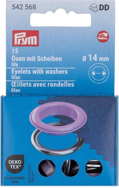 Immagine prodotto Prym Occhielli con dischi MS, colore viola-argento 14 mm, 15 pezzi.