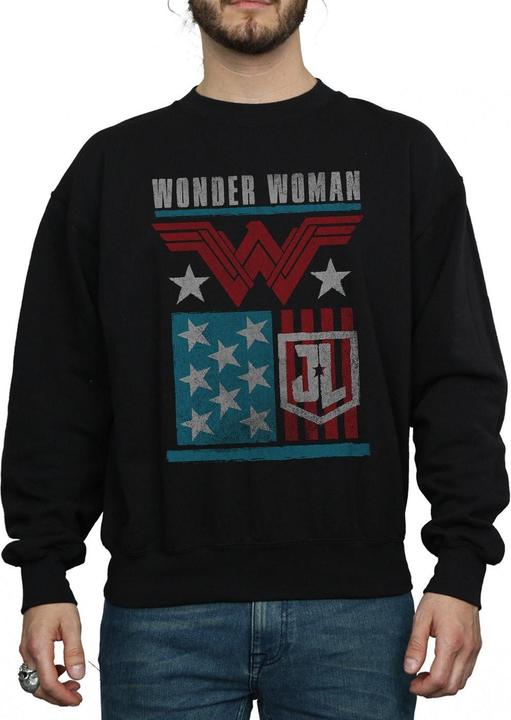 Actual product image Mens Justice League Movie Wonder Woman Flag Sweatshirt (XL)