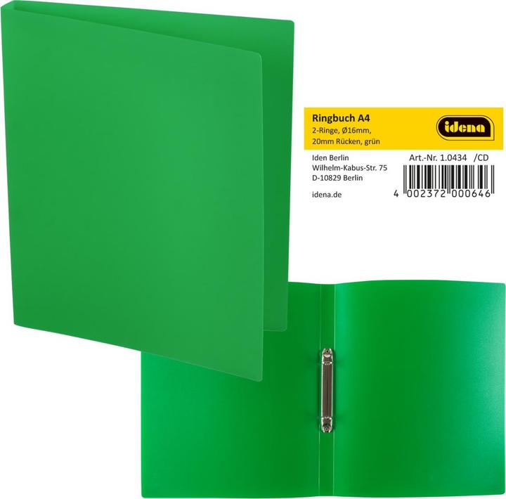 Actual product image Idena Ring binder A4 PP green 20mm 2 rings (A4, 20 mm, 1 pcs.)