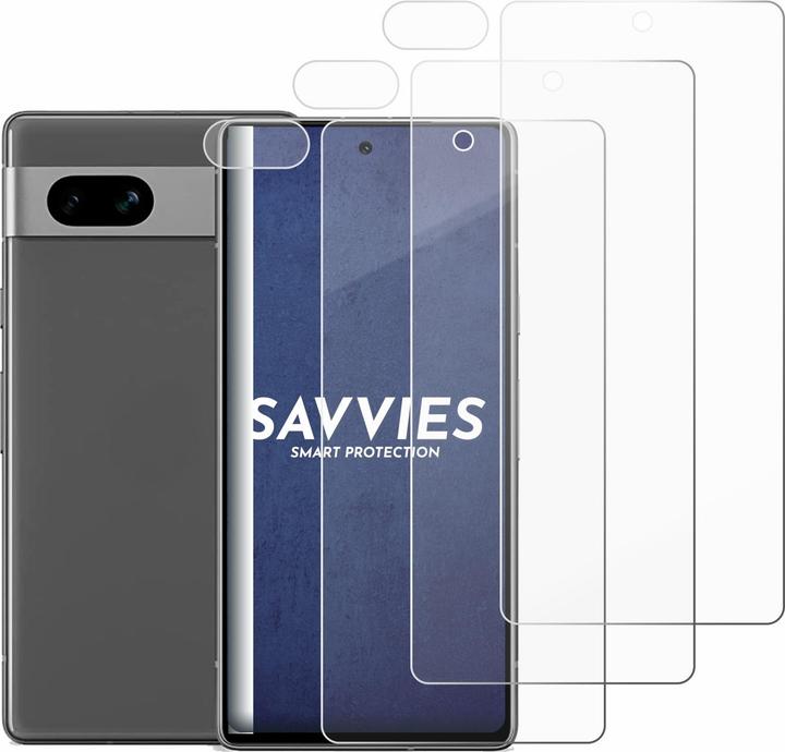 Actual product image Savvies 3x Smart Glass - 9H Hybrid Glass Screen Protector for Google Pixel 7a (Front+Camera) (3 pcs., Google Pixel 7a)