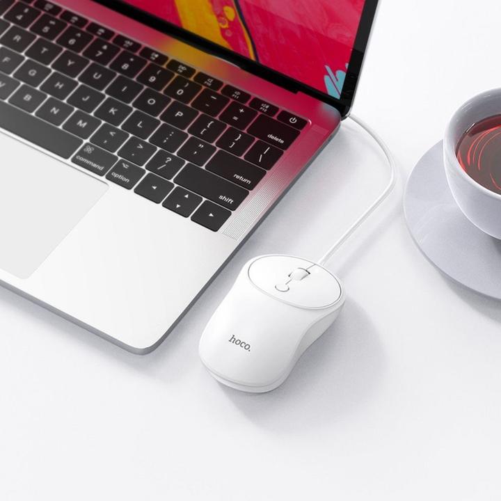 Actual product image Hoco - Wired Mouse Esteem (GM13) - USB Connection, 1000 / 1600 DPI, 4D Button - White (Cable)