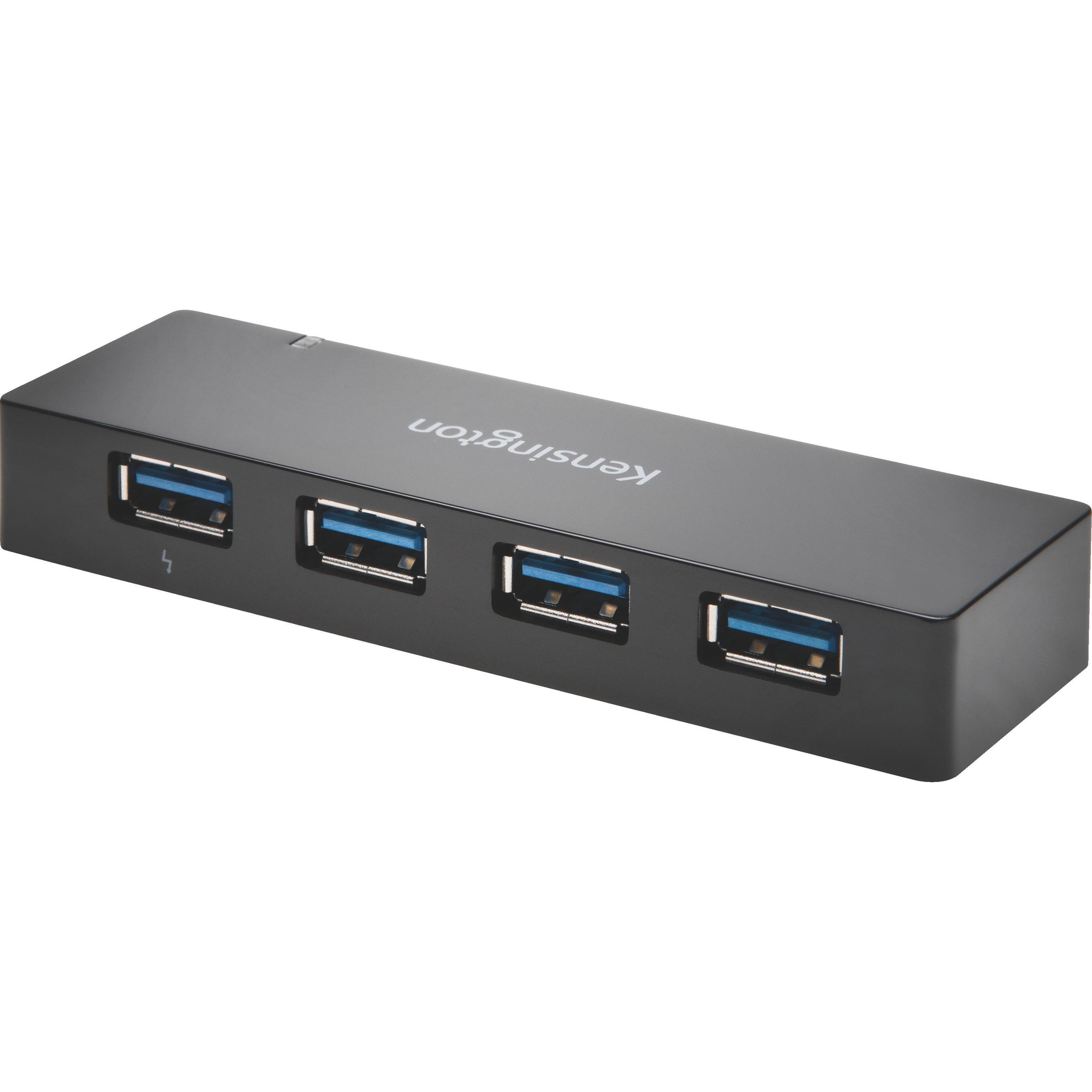 Kensington USB 3.0 4 Port Hub (USB-A, 4 Ports), Dockingstation + USB Hub, Schwarz