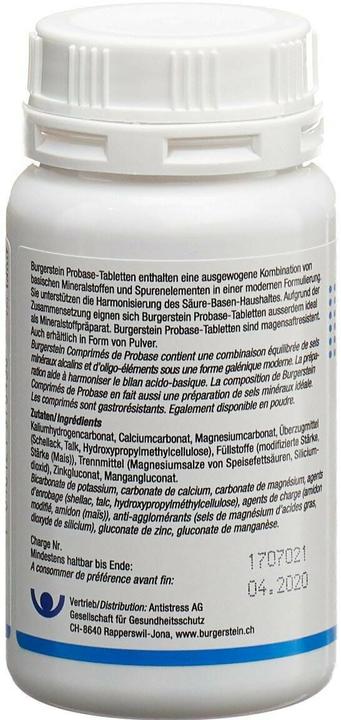 Nutritional values and ingredients Burgerstein Probase (150 pcs., Pills, 150 g)