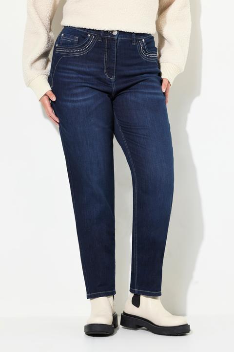Image du produit Ulla Popken Jean Mom jambe large, rivets fantaisie et taille confortable (52)
