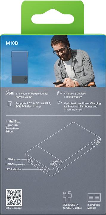 Image du produit GP Batteries GP M2 Series PowerBank (10000 mAh, 22.50 W, 37 Wh)