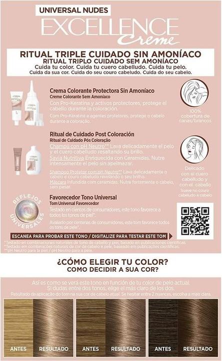 Produktbild L'Oréal Paris Excellence Creme Universal Nudes 6U Dunkelblondes Haarfärbemittel 173g (Dunkelblond)