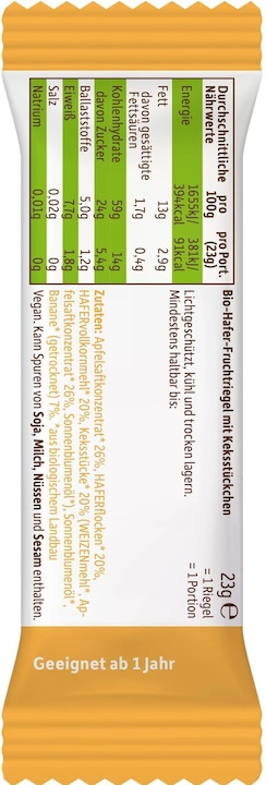 Produktbild Freche Freunde Haferriegel Apf Ban 1J (82 g)