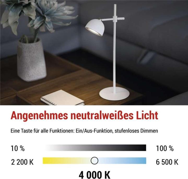 Image du produit Emos Lampe de bureau LED SOPHIE, rechargeable, blanche (200 lm)