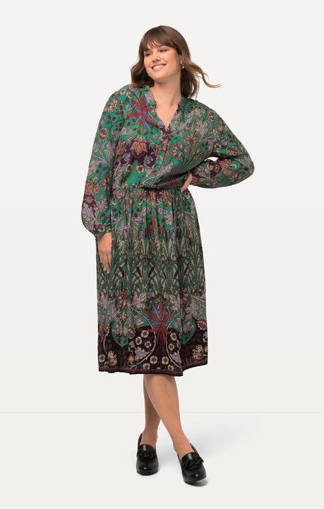 Image du produit Ulla Popken Robe midi à col en V et manches longues, imprimé patchwork (46, 48)