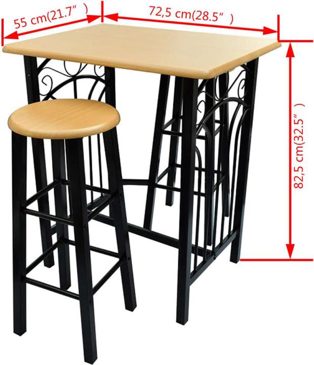 Image du produit vidaXL Esstisch und Stühle (55 x 72.50 x 82.50 cm)