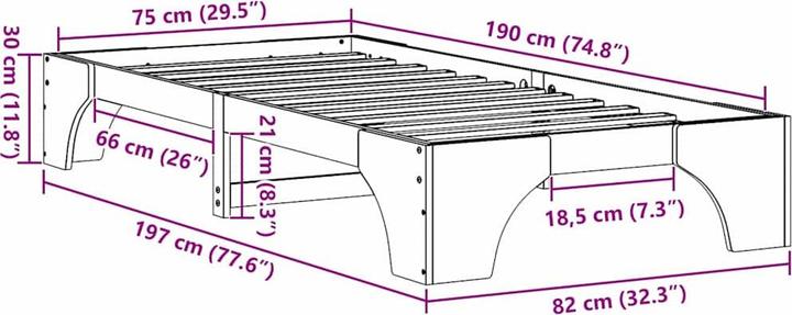 Image du produit vidaXL Bettrahmen (75 x 190 cm)
