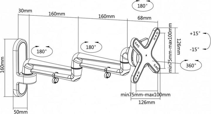 Produktbild RS PRO LCD/TV Monitor Wall Mount Kit, 5 Joints (Wand, 27", 15 kg)