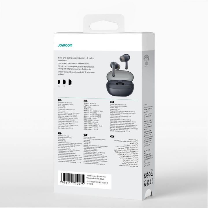 Actual product image Joyroom Jbuds Series JR-BB1 TWS wireless in-ear headphones - black (7 h, Wireless)