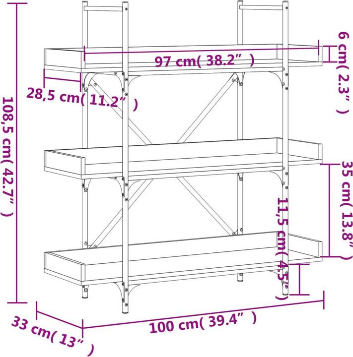 Immagine prodotto vidaXL Bücherregal (100 x 33 x 145.50 cm)