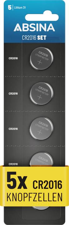 Absina Knopfzelle CR 2016 3 V 5 St. Lithium (5 pcs., CR2016)