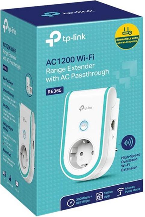 Immagine prodotto TP-Link AC1200 WI-FI RANGE EXTENDER 10/100MBPS PORTA 867MBPS A 5GHZ + 300MBPS A 2.4GHZ (867 Mbit/s, 300 Mbit/s)