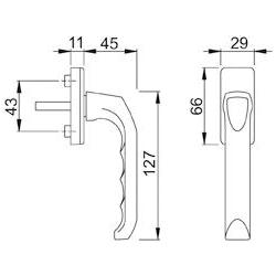 Thumbnail - Magni, Türgriff + Fenstergriff, Hoppe Fenstergriff 013/U34 F2 NA1503 7/035 (Fenstergriffe)