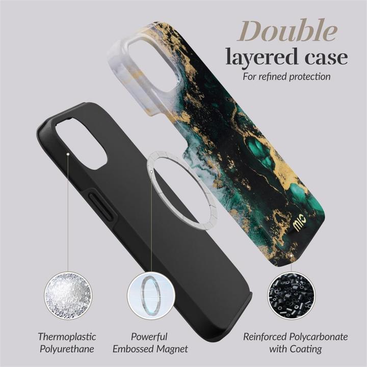 Produktbild Mio Back panel cover Green Marble Magsafe Compatible for iPhone 17 Pro Max (Apple iPhone 17 Pro Max)