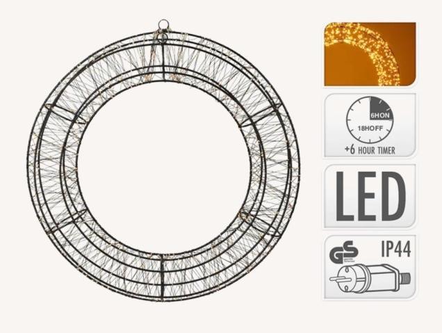 Produktbild G. Wurm Lichterkranz 1440er LED extra warmweiss mit Timer 6/18, IP44 Adapter aus Kunststoff schwarz Ø50cm (0.50 m)