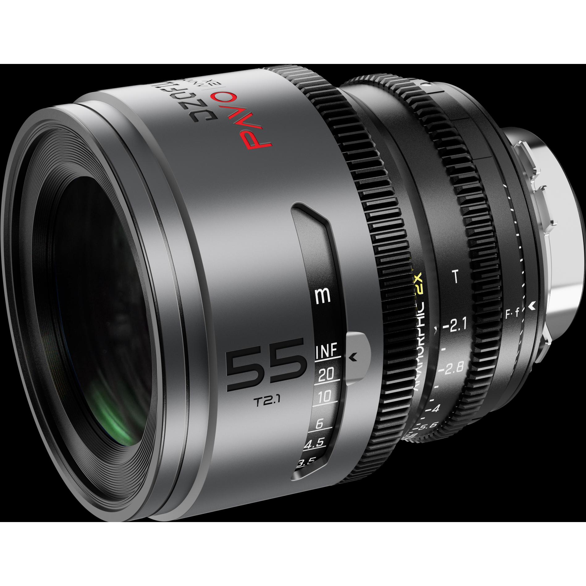 Dzofilm Pavo 2x Anamorphic 55mm T2.1 for PL/EF Mount (S35) metric - Golden Coating (PL, APS-C / DX), Objektiv, Schwarz
