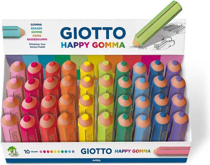 Productafbeelding Giotto Happy Eraser Blauw, Koraal, Fuchsia, Groen, Lila, Lime, Oranje, Roze, T