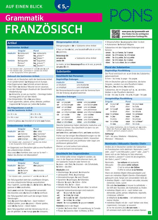 PONS Grammatik auf einen Blick Französisch (Deutsch, 2014)