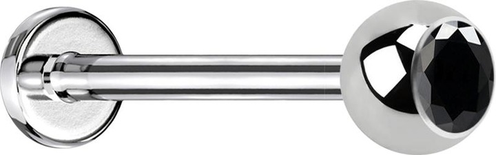 Actual product image Star Piercing Micro Labret silver with ball and crystal black (without brass, Surgical steel 316L)