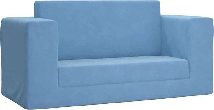 vidaXL Kinder-Schlafsofa 2-Sitzer Blau Weicher Plüsch (Kindersofa)