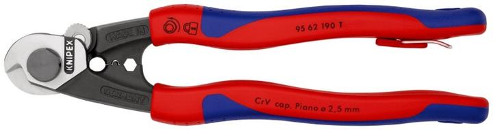 Produktbild Knipex Drahtseilschere L.190mm mit Befestigungsöse BK brüniert Griff 2Komp.-Hüllen Schneidwert Pianodrah... (190 mm)