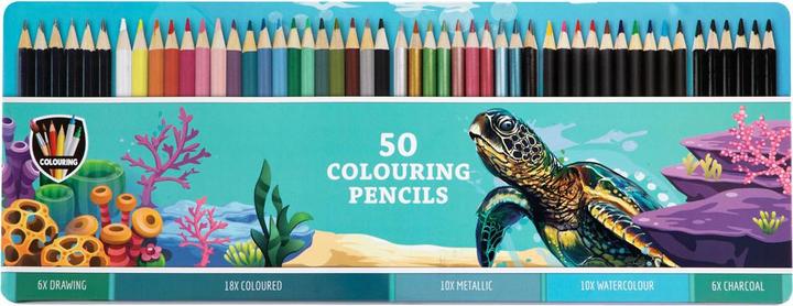 Actual product image Grafix Coloured pencils in tin box, 50 pieces. (50x)